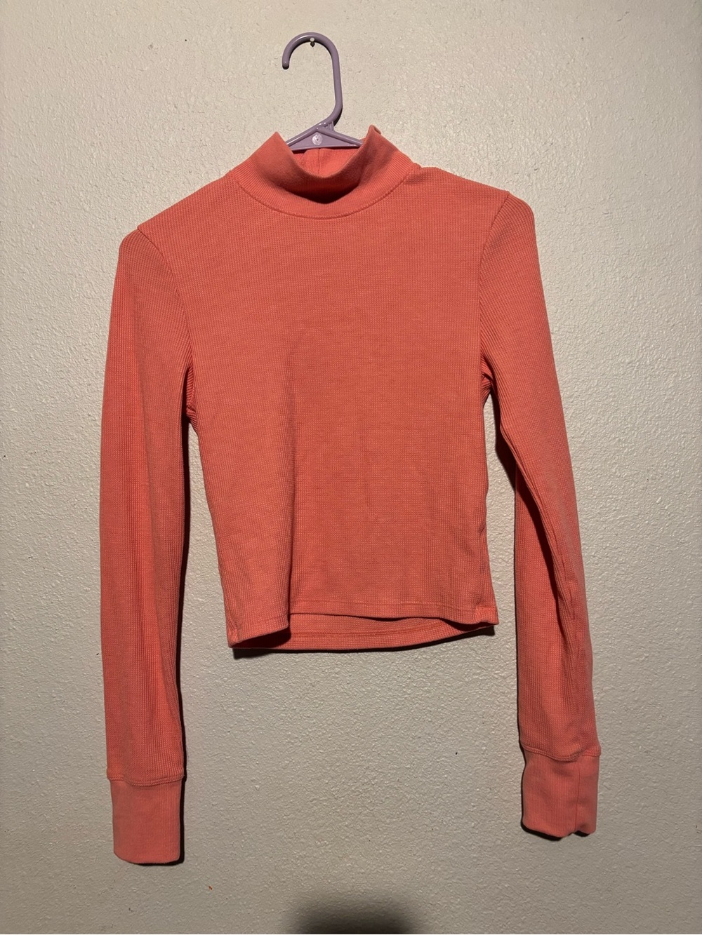 American Eagle Outfitters Coral Long-Sleeve Mock Neck Top